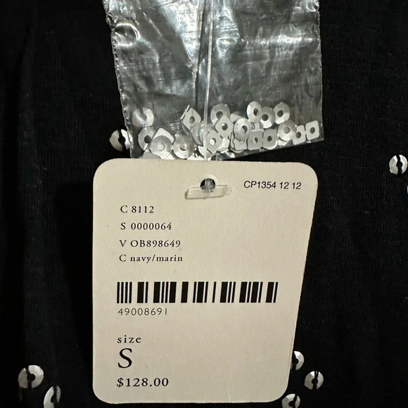 Free People oversized black/silver sequined tops size S - Picture 9 of 11